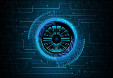 Siber göz şeklinde siber devre arka planı, gelecekteki teknoloji konsepti