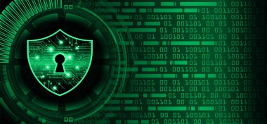 Kilit simgesi, vektör illüstrasyonlu siber güvenlik kavramı 