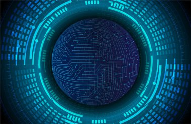 Mavi siber sistem düğmesi. dijital teknoloji arkaplanı 