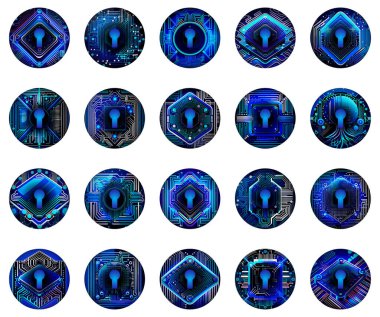 Kilit güvenlik konsepti simgeleri