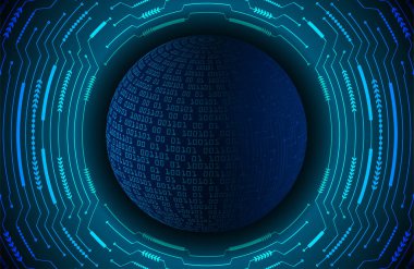 Küre ve daire ile geleceksel teknoloji arka planı, vektör.