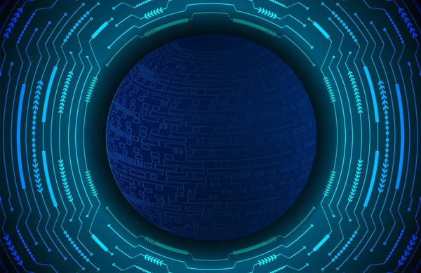 Fondo Tecnología Abstracta Azul Oscuro Con Partículas Circuito Cibernético Alrededor — Vector de stock