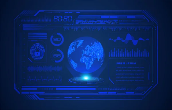 未来的なハドのユーザー インターフェイス デジタル表示技術 ホログラム 地球の未来的な技術の背景 ベクトルイラスト — ストックベクタ