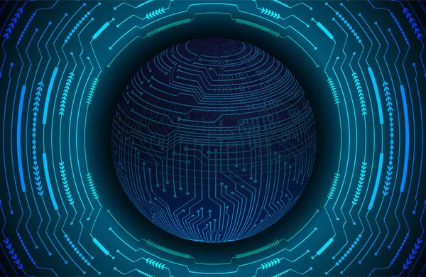 Fond Technologique Abstrait Bleu Foncé Avec Des Particules Cybercircuit Autour — Image vectorielle
