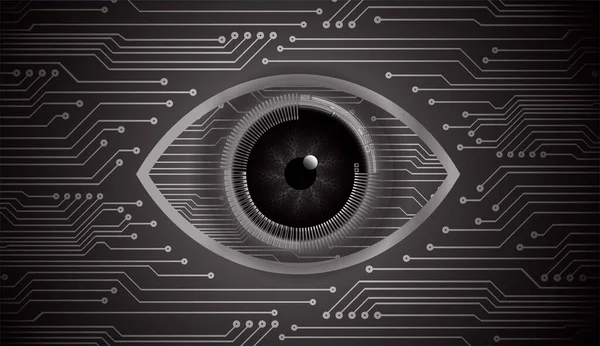 Cyber Circuito Sfondo Forma Occhio Cibernetico Concetto Tecnologia Futura — Vettoriale Stock