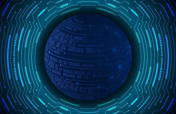 Fundo Tecnologia Abstrata Azul Escuro Com Partículas Circuito Cibernético Torno — Vetor de Stock