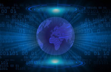 dünya küresi ve ikili kod siyah arkaplan üzerinde