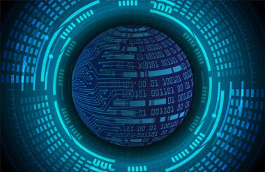 Mavi siber sistem düğmesi. dijital teknoloji arkaplanı 