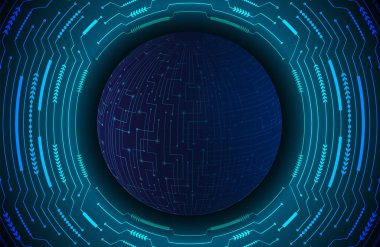 Bir daire ve mavi küre ile soyut arkaplan