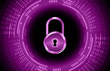 İkili kodlu dijital asma kilit, siber güvenlik kavramı