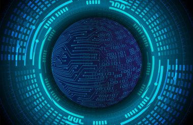 Mavi siber sistem düğmesi. dijital teknoloji arkaplanı 