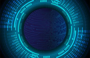 Mavi siber sistem düğmesi. dijital teknoloji arkaplanı 