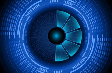 Mavi siber sistem düğmesi. dijital teknoloji arkaplanı 