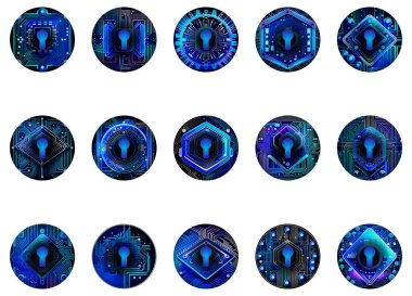 Kilit güvenlik konsepti simgeleri