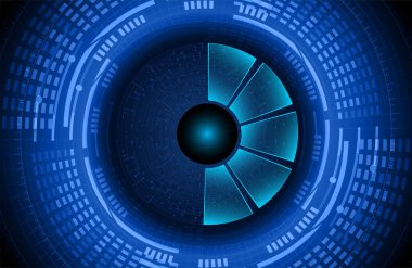 Mavi siber sistem düğmesi. dijital teknoloji arkaplanı 