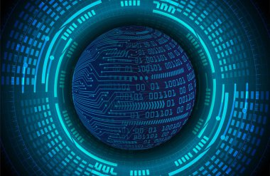 Mavi siber sistem düğmesi. dijital teknoloji arkaplanı 