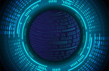 Mavi siber sistem düğmesi. dijital teknoloji arkaplanı 