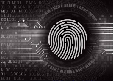 Parmak izi ve dijital kodlu soyut arkaplan