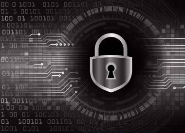 Devre kartında asma kilit olan dijital güvenlik kavramı