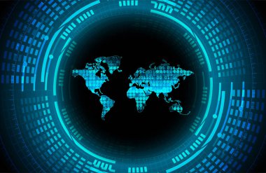 Dünya haritası, teknoloji geçmişi. Yuvarlak düğmenin dijital 