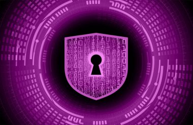 siber güvenlik konsepti, ikili kodlu dijital kilit, teknoloji, internet ve siber güvenlik.