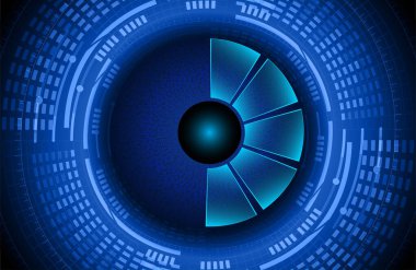 Global teknoloji ağı. Dünya ikili devre kartı gelecek teknolojisi, mavi hud siber güvenlik kavramı. 3d oluşturma.