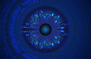 Global teknoloji ağı. Dünya ikili devre kartı gelecek teknolojisi, mavi hud siber güvenlik kavramı. 3d oluşturma.