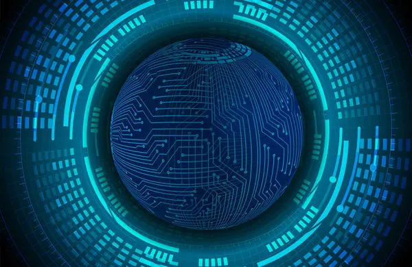 Niebieski Przycisk Systemu Cybernetycznego Tło Technologii Cyfrowej — Wektor stockowy