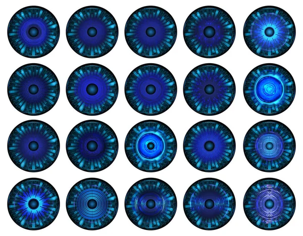Σύνολο Μπλε Εικονιδίων Ματιών Απομονωμένο Λευκό Φόντο Διάνυσμα — Διανυσματικό Αρχείο