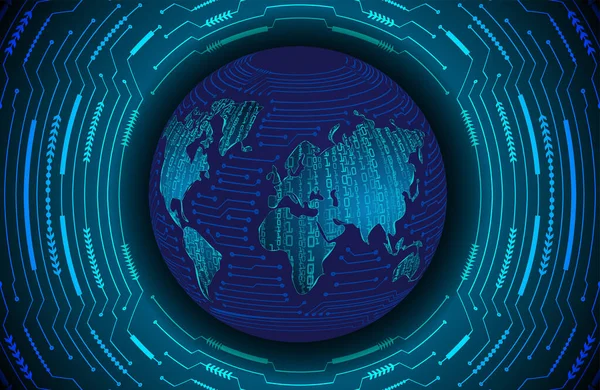 Rede Tecnologia Global Tecnologia Futura Placa Circuito Binário Mundo Fundo — Vetor de Stock