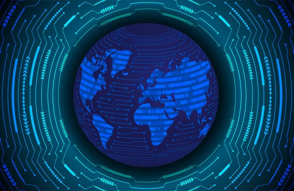 Global Technology Network World Binary Circuit Board Future Technology Blue — Stock Vector
