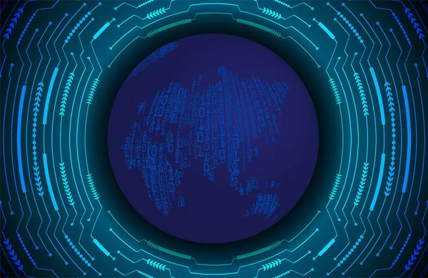 Globalt Koncept För Nätverksteknik Blå Knapp För Cybersystem Digital Teknik — Stock vektor