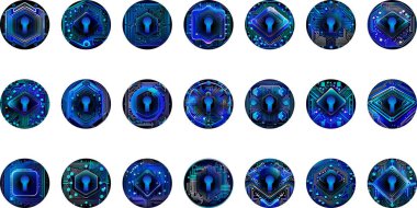  anahtar delikli bir set teknolojisi tasarım elementleri, vektör illüstrasyonu 