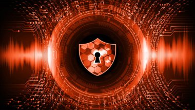 Güvenlik kavramı, dijital arka planda kapalı asma kilit, siber güvenlik