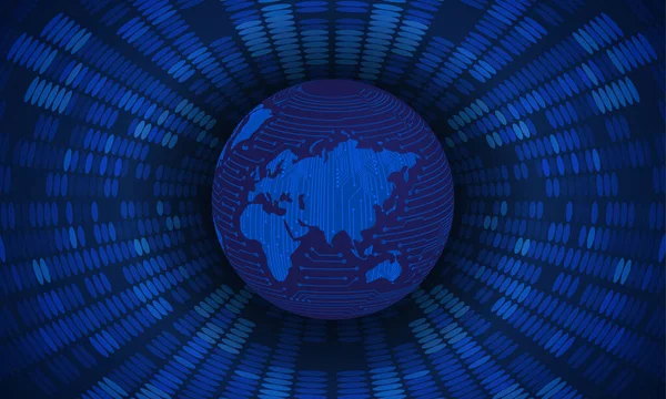 Wereld Binaire Printplaat Toekomstige Technologie — Stockvector
