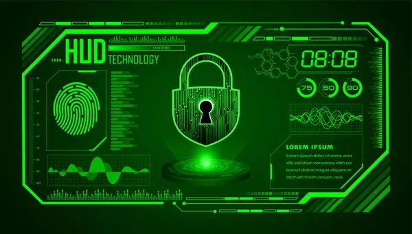 Concepto Seguridad Candado Cerrado Digital Ciberseguridad — Archivo Imágenes Vectoriales