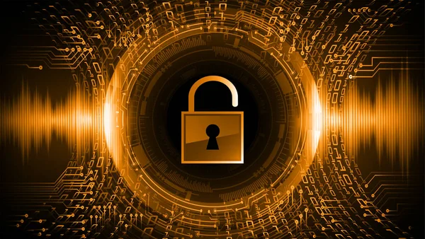 Sicherheitskonzept Geschlossenes Vorhängeschloss Vor Digitalem Hintergrund Cybersicherheit — Stockvektor