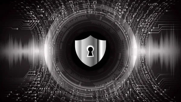 Koncepcja Bezpieczeństwa Zamknięta Kłódka Cyfrowym Tle Cyberbezpieczeństwo — Wektor stockowy