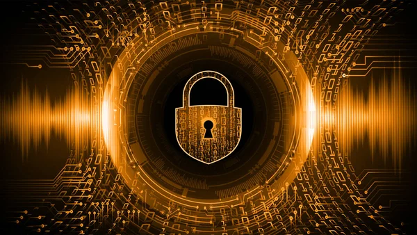 Veiligheidsconcept Gesloten Hangslotop Digitale Achtergrond Cybersecurity — Stockvector