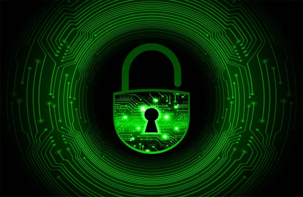 Conceito Segurança Cadeado Fechado Digital Segurança Cibernética — Vetor de Stock
