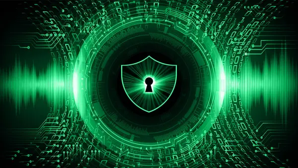 Bezpečnostní Koncepce Uzavřený Zámek Digitálním Pozadí Kybernetická Bezpečnost — Stockový vektor