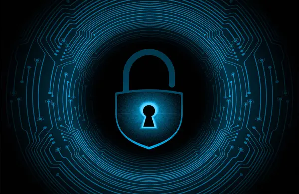 Veiligheidsconcept Gesloten Hangslot Digitaal Cyberbeveiliging — Stockvector