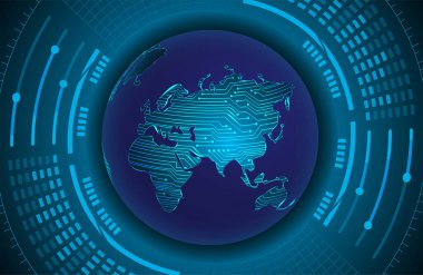  mavi küre soyut arkaplan vektör çizimi