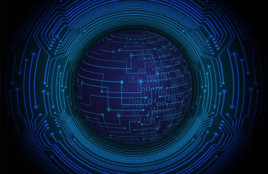  Ortasında devre kartı deseni olan bir küre.