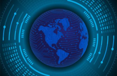  mavi küre soyut arkaplan vektör çizimi