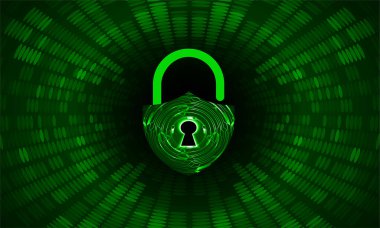 Sayısal arkaplan ve siber güvenlik konusunda kapatılmış asma kilit