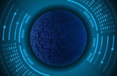 Dünya ikili devre kartı gelecek teknolojisi, mavi hud siber güvenlik kavramı arka planı