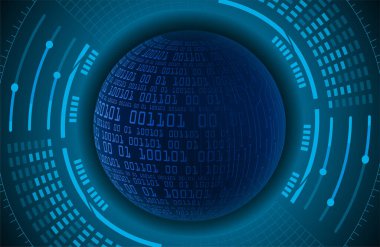 Dünya ikili devre kartı gelecek teknolojisi, mavi hud siber güvenlik kavramı arka planı