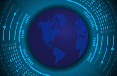 soyut teknoloji arkaplanı dünya haritası, illüstrasyon 