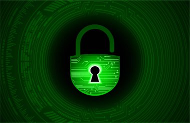 Sayısal arkaplan ve siber güvenlik konusunda kapatılmış asma kilit